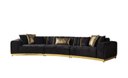 Michelle Black Velvet 3 - Piece Curved 165" Sectional [ETA: 3/15] - Lara FurnitureSectional