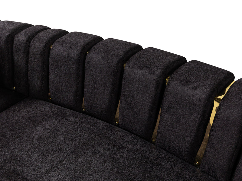 Michelle Black Velvet 3 - Piece Curved 165" Sectional [ETA: 3/15] - Lara FurnitureSectional