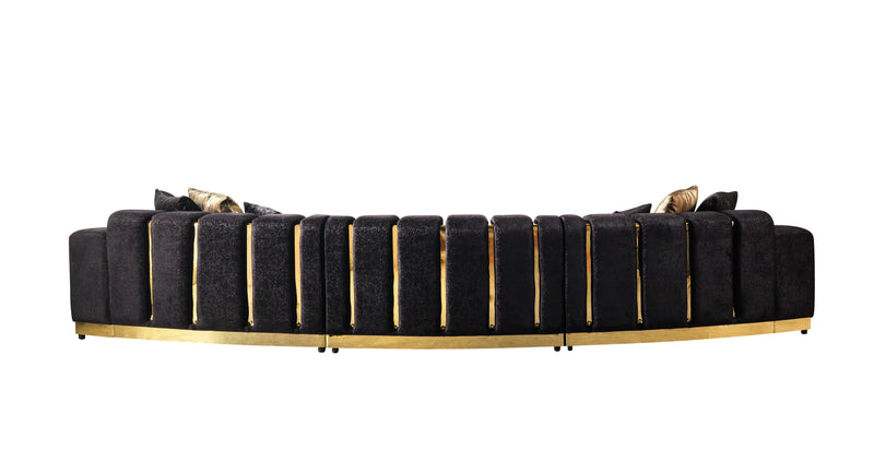 Michelle Black Velvet 3 - Piece Curved 165" Sectional [ETA: 3/15] - Lara FurnitureSectional