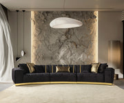 Michelle Black Velvet 3 - Piece Curved 165" Sectional [ETA: 3/15] - Lara FurnitureSectional