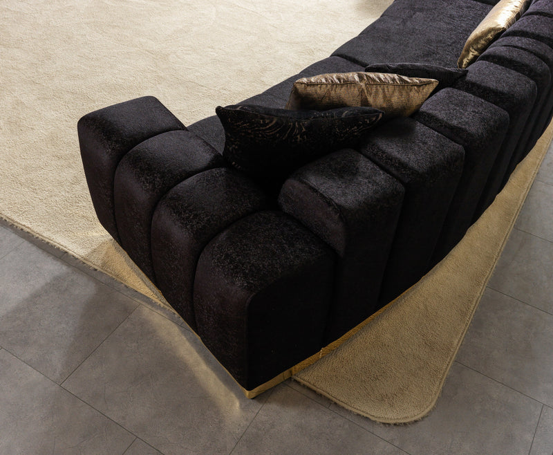 Michelle Black Velvet 3 - Piece Curved 165" Sectional [ETA: 3/15] - Lara FurnitureSectional
