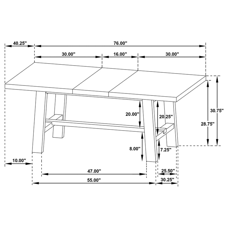 Middleton 76-inch Extension Leaf Dining Table Natural Brown - 108540