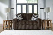 Midnight-Madness Chocolate Sofa, Loveseat and Oversized Accent Ottoman - 98104U2