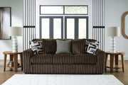 Midnight-Madness Chocolate Sofa, Loveseat and Oversized Accent Ottoman - 98104U2