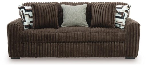 Midnight-Madness Chocolate Sofa, Loveseat and Oversized Accent Ottoman - 98104U2
