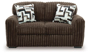 Midnight-Madness Chocolate Sofa, Loveseat and Oversized Accent Ottoman - 98104U2