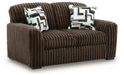 Midnight-Madness Chocolate Sofa, Loveseat and Oversized Accent Ottoman - 98104U2