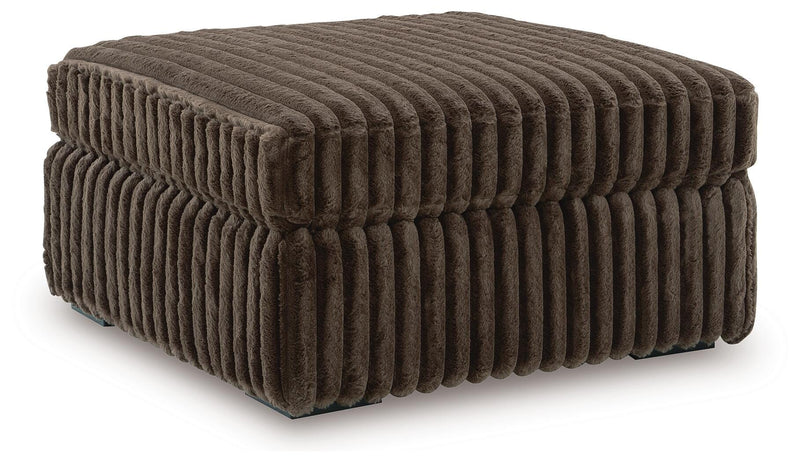 Midnight-Madness Chocolate Sofa, Loveseat and Oversized Accent Ottoman - 98104U2