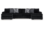 Midnight - Madness Onyx 3 Piece Double Chaise Sectional - Lara FurnitureSectional