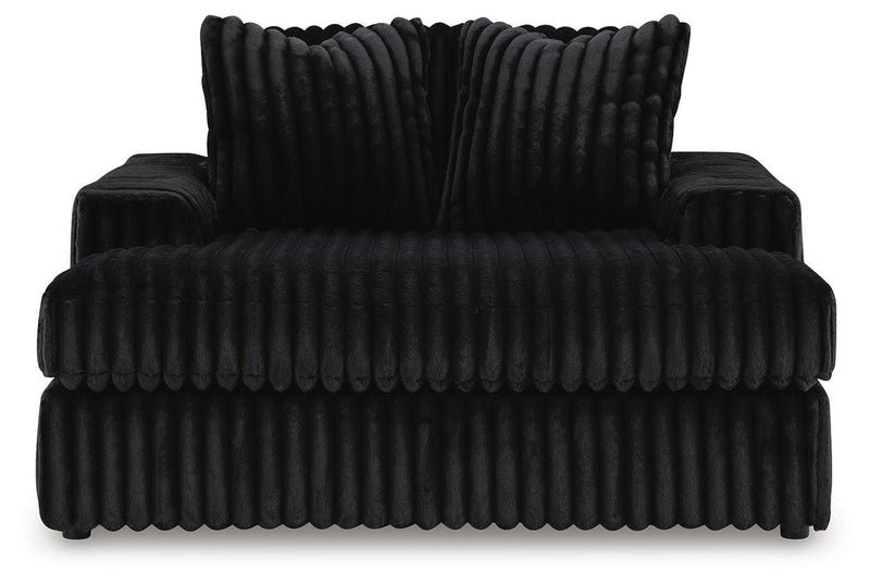 Midnight-Madness Onyx 3-Piece Sectional, Chaise and Oversized Accent Ottoman - 98103U1