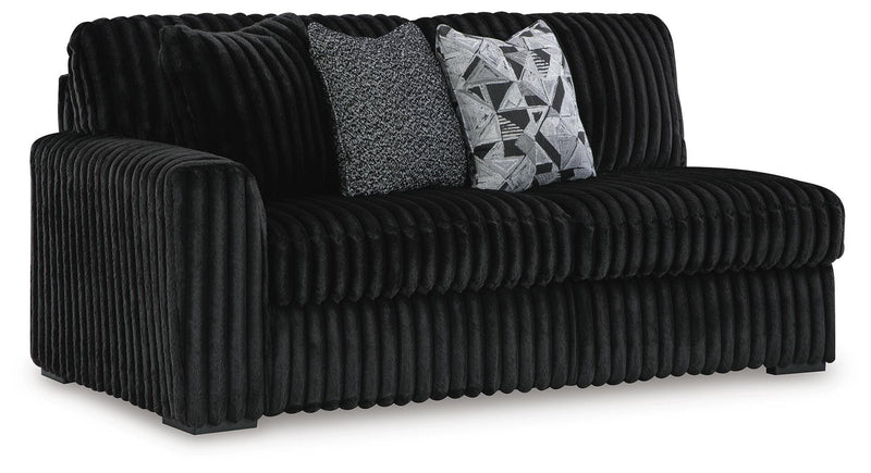 Midnight-Madness Onyx 3-Piece Sectional, Chaise and Oversized Accent Ottoman - 98103U1