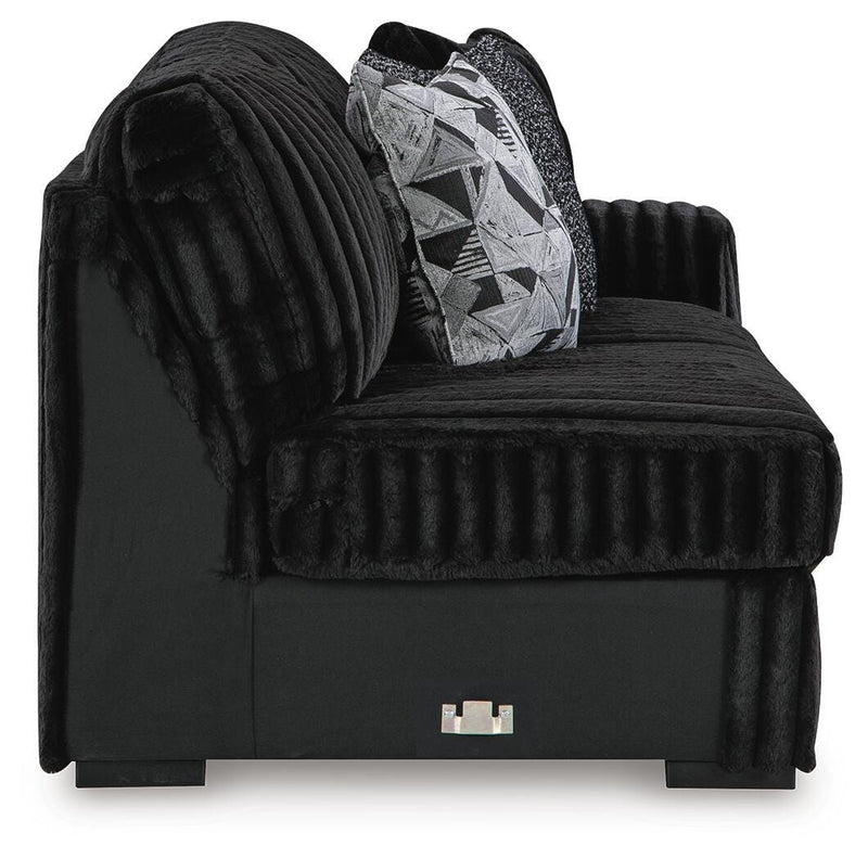 Midnight-Madness Onyx 3-Piece Sectional, Chaise and Oversized Accent Ottoman - 98103U1