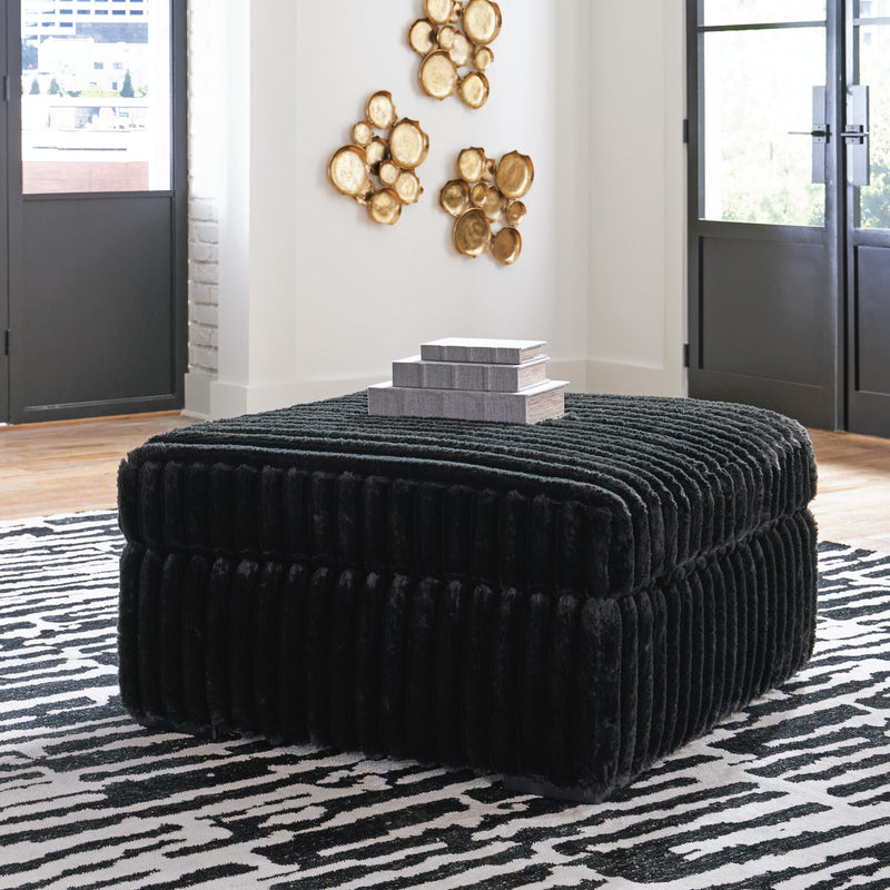 Midnight-Madness Onyx 3-Piece Sectional, Chaise and Oversized Accent Ottoman - 98103U1