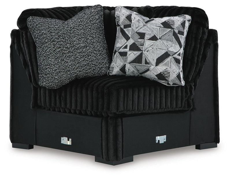 Midnight-Madness Onyx 3-Piece Sectional, Chaise and Oversized Accent Ottoman - 98103U1