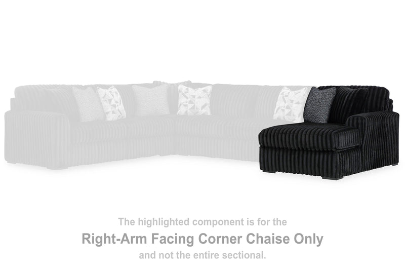 Midnight-Madness Onyx 4-Piece Sectional and Oversized Chaise - 98103U2