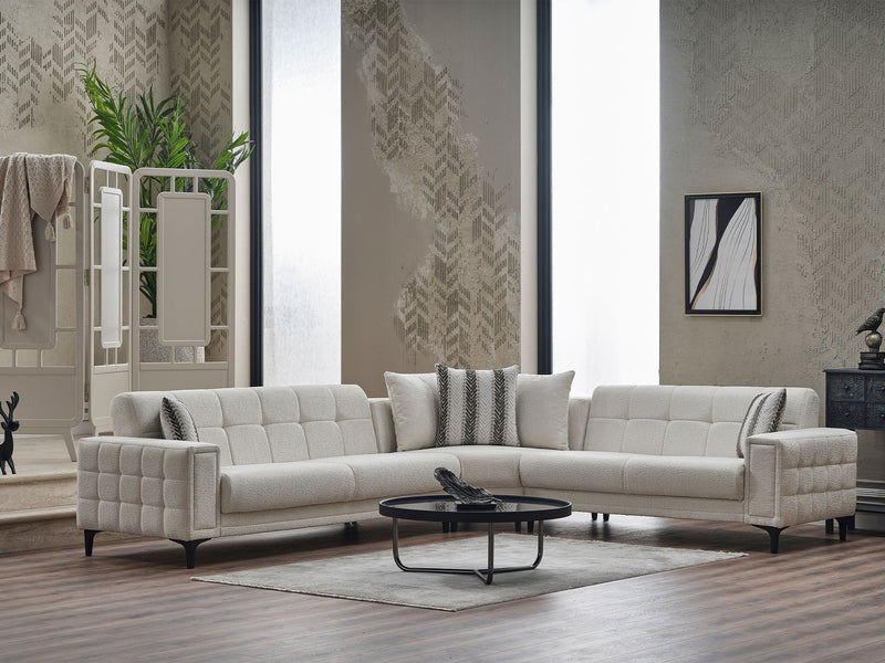 Milano Sectional Sofa in Cream - 200-SER-MIL-PINAR03-S
