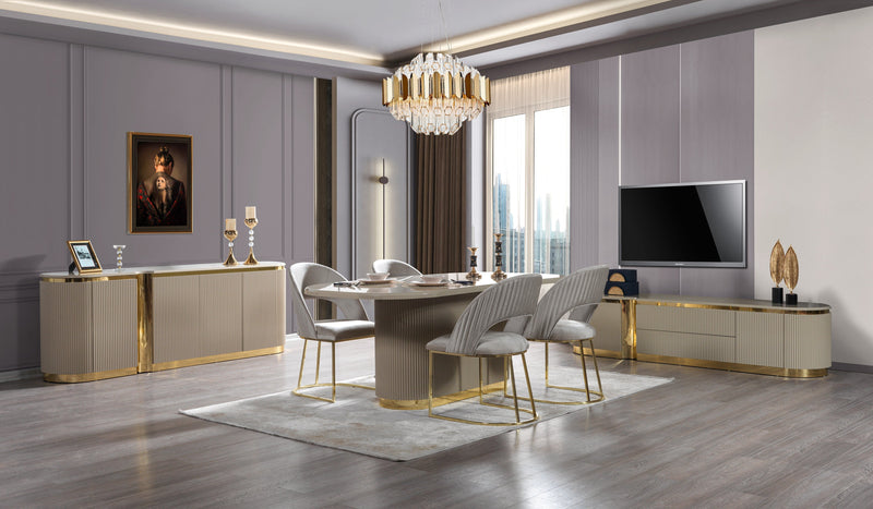 Milena Ivory 7-Piece Dining Set - MILENA DS-7PC