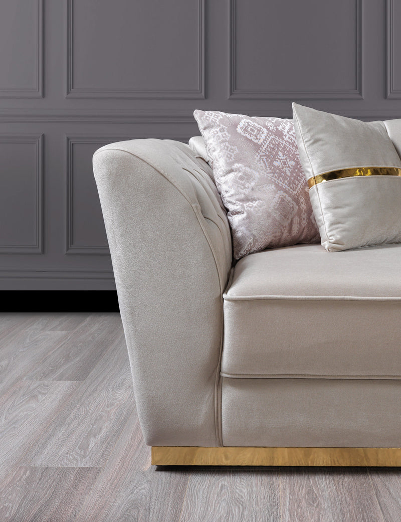 Milena Ivory Velvet Loveseat 73" - MILENAIV-L