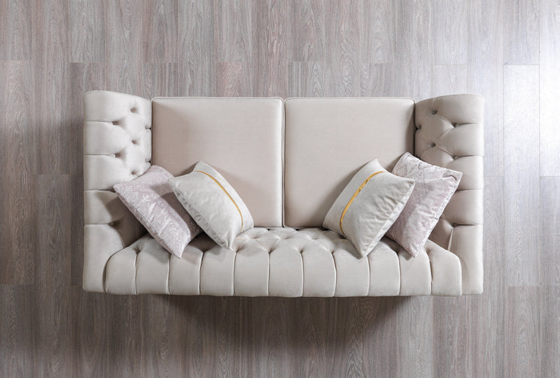 Milena Ivory Velvet Loveseat 73" - MILENAIV-L