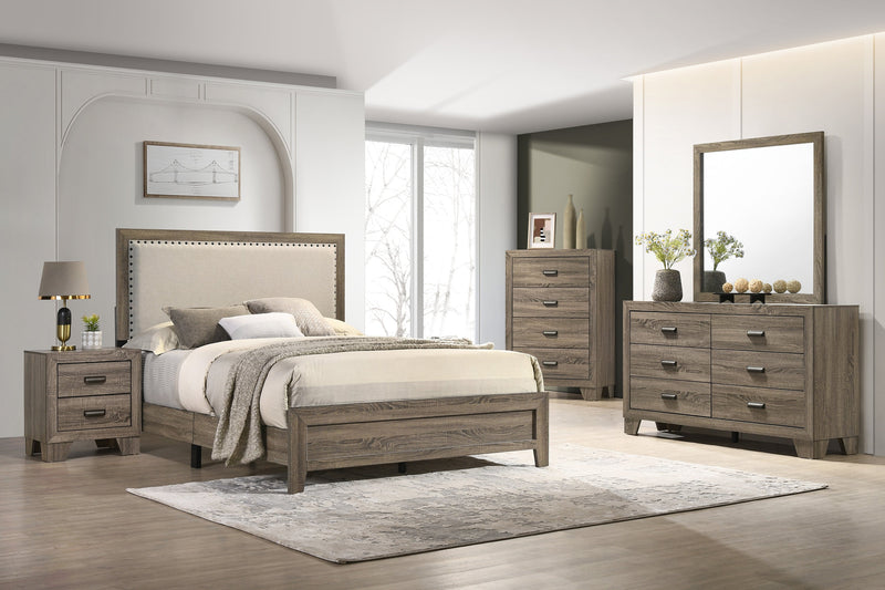 Mille Brownish Gray Upholstered Bedroom Set - Lara FurnitureBedroom Set