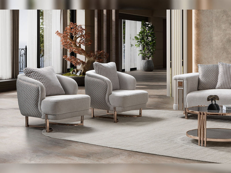 Mirage 3-pieces (Sofa & Loveseat & Chair) Livingroom Set - Gold - 200-ST-MIR-KENZO20-GOL-321