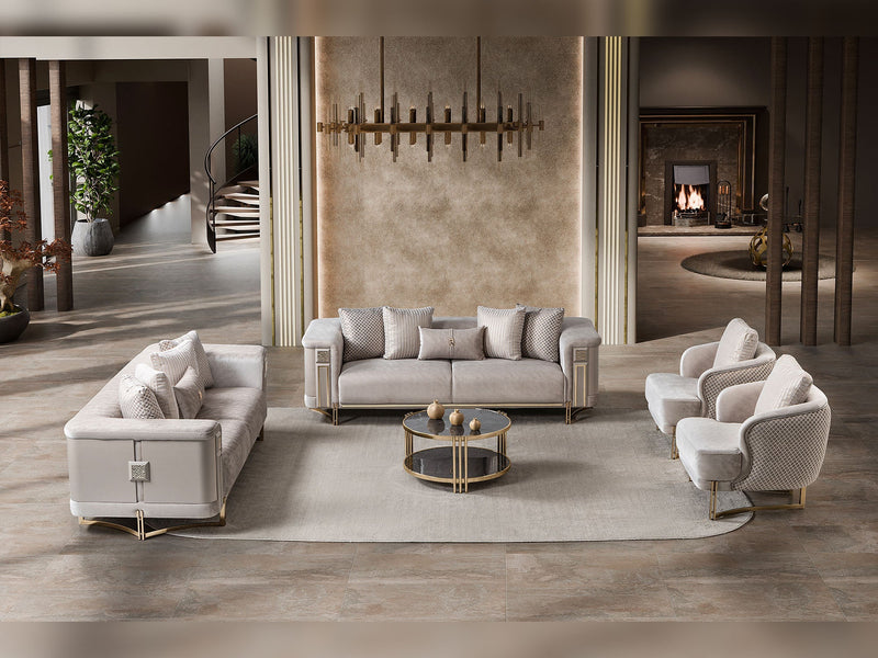 Mirage 3-pieces (Sofa & Loveseat & Chair) Livingroom Set - Gold - 200-ST-MIR-KENZO20-GOL-321