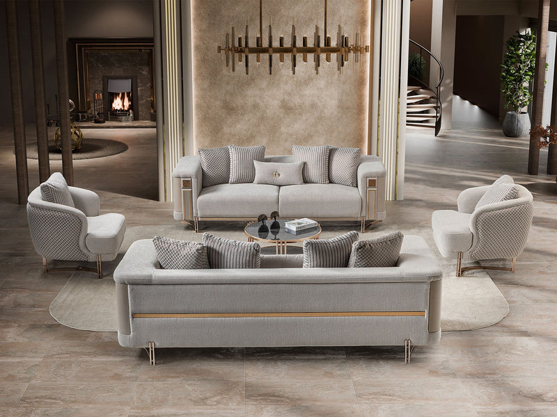 Mirage 3-pieces (Sofa & Loveseat & Chair) Livingroom Set - Gold - 200-ST-MIR-KENZO20-GOL-321