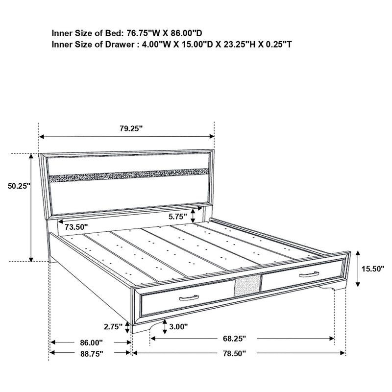 Miranda 5-piece California King Bedroom Set White - 205111KW-S5