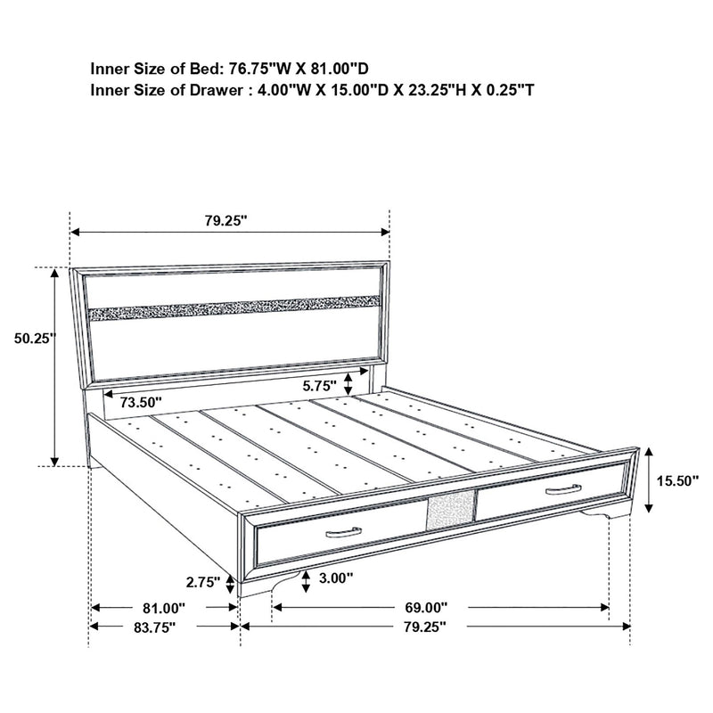 Miranda 5-piece Eastern King Bedroom Set White - 205111KE-S5