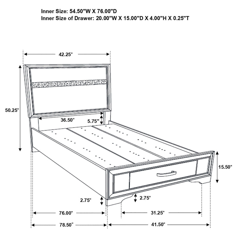 Miranda 5-piece Twin Bedroom Set White - 205111T-S5