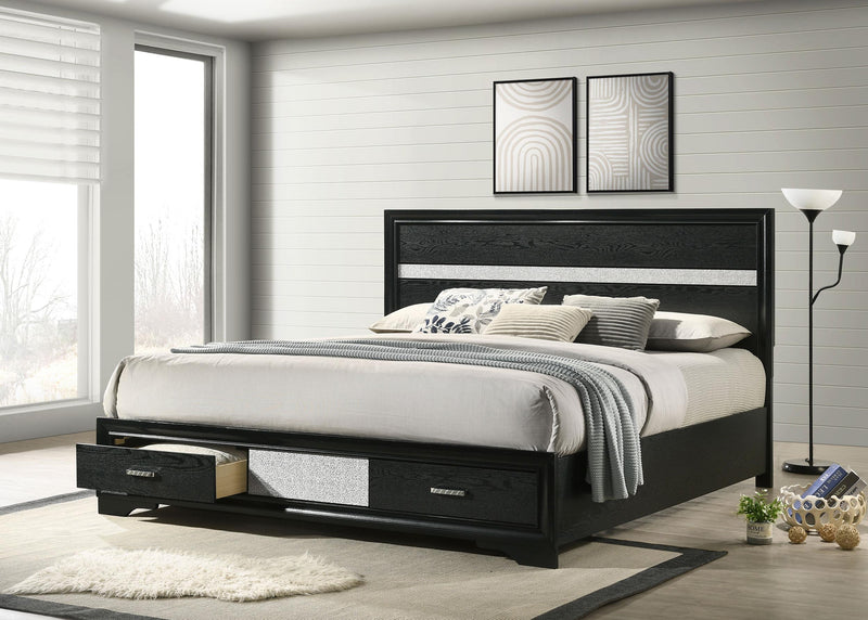 Miranda 51-inch Wood Eastern King Storage Panel Bed Black - 206361KE