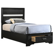 Miranda 51-inch Wood Twin Storage Panel Bed Black - 206361T