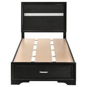 Miranda 51-inch Wood Twin Storage Panel Bed Black - 206361T