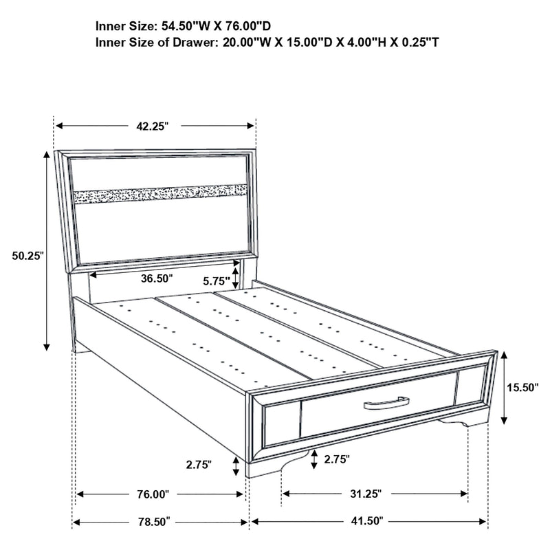 Miranda 51-inch Wood Twin Storage Panel Bed White - 205111T