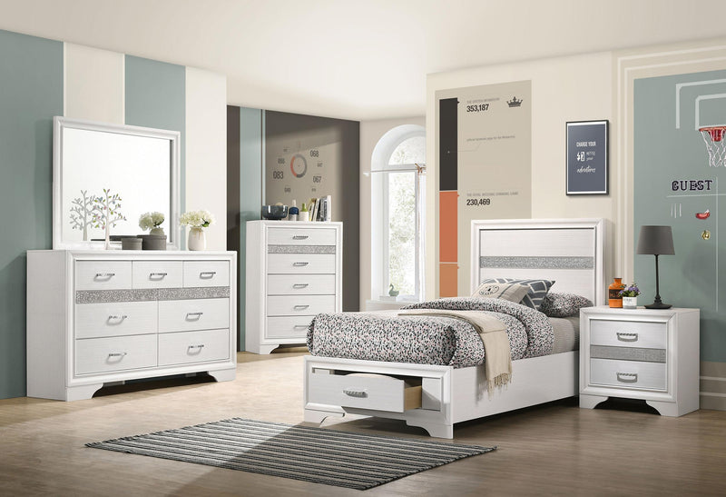 Miranda 51-inch Wood Twin Storage Panel Bed White - 205111T