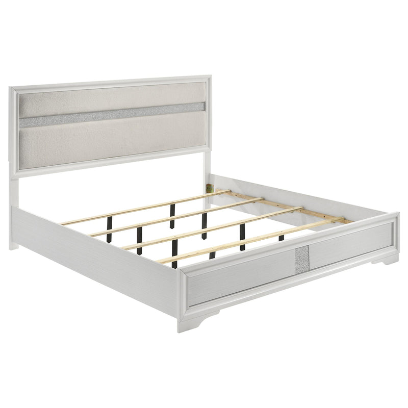 Miranda 54-inch Upholstered Eastern King Panel Bed White - 205110KE