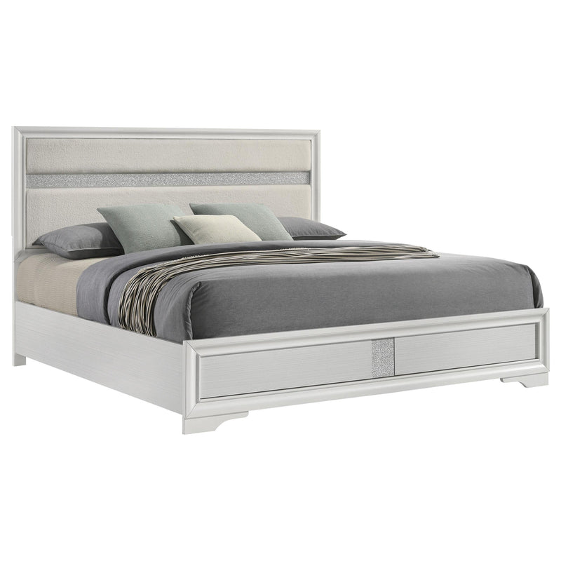 Miranda 54-inch Upholstered Eastern King Panel Bed White - 205110KE