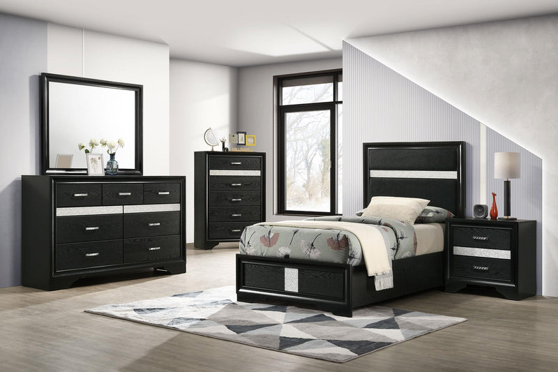 Miranda 54-inch Upholstered Twin Panel Bed Black - 206360T