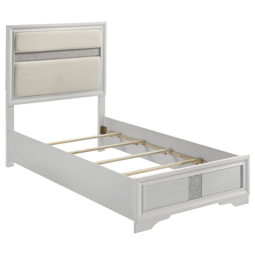 Miranda 54-inch Upholstered Twin Panel Bed White - 205110T