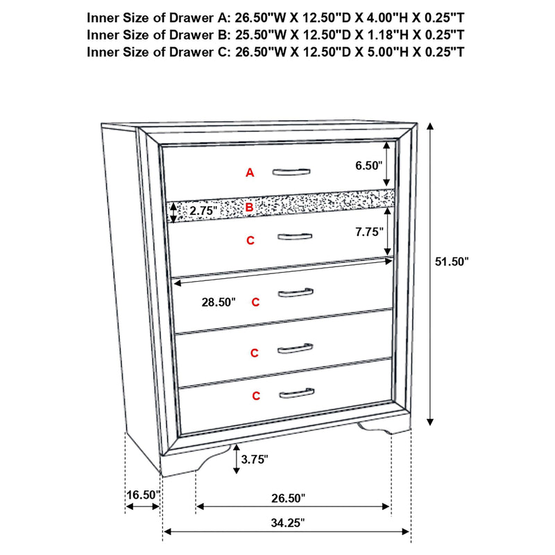 Miranda 6-drawer Bedroom Chest White - 205115