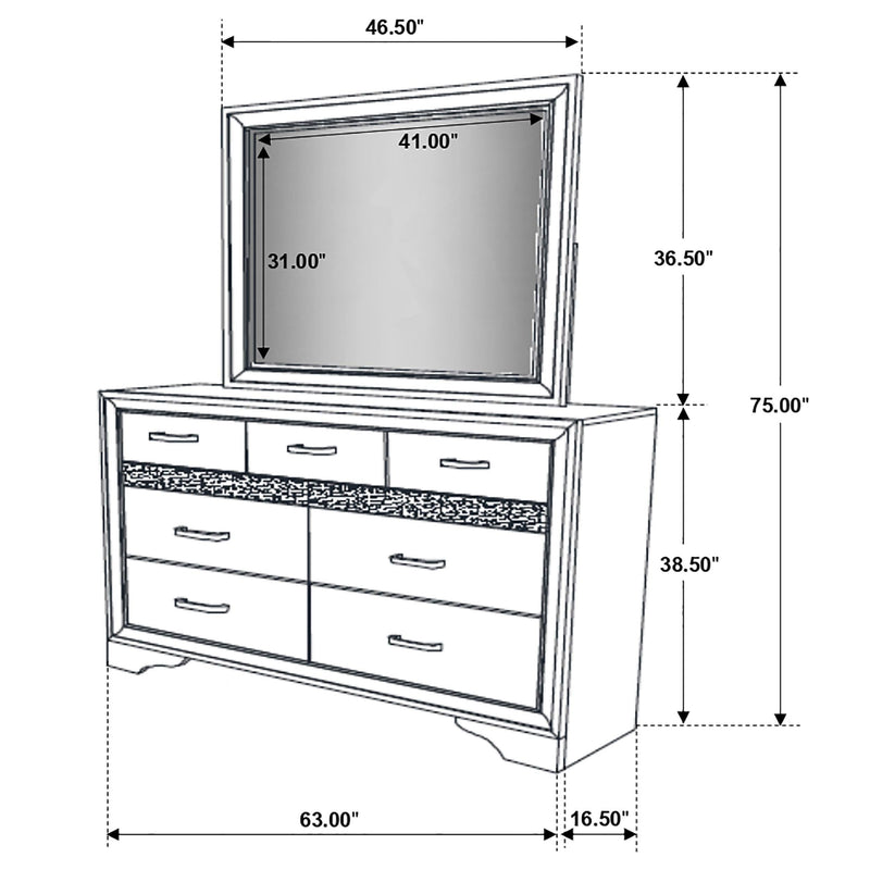 Miranda 7-drawer Dresser with Mirror Black - 206363M