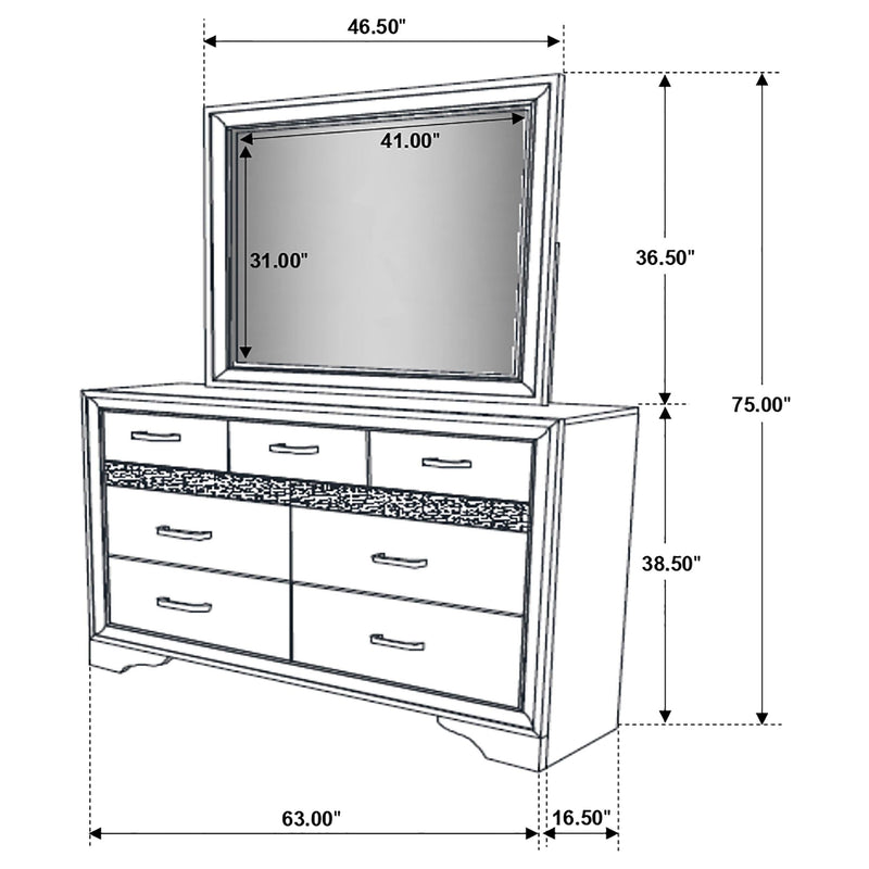 Miranda 7-drawer Dresser with Mirror White - 205113M