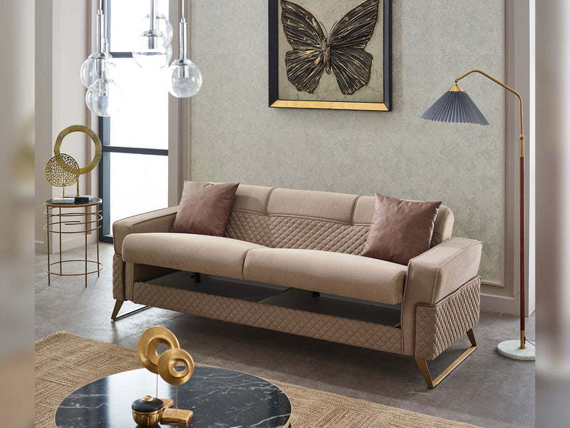 Miranda Convertible Loveseat in Beige - 200-SIM-MIR-GIRNE04-2
