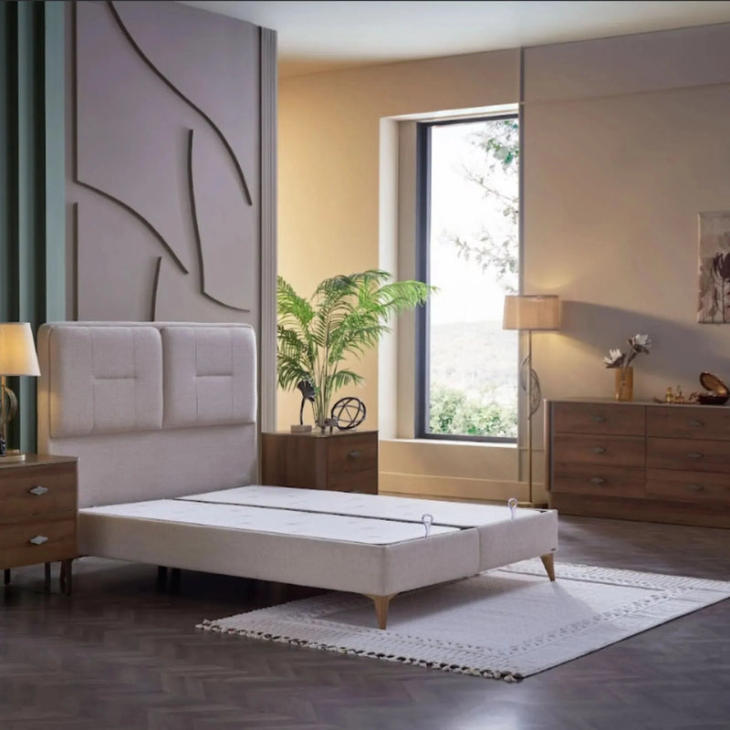 Mirante Cream/Walnut Storage Bedroom Set - Lara FurnitureBedroom Set
