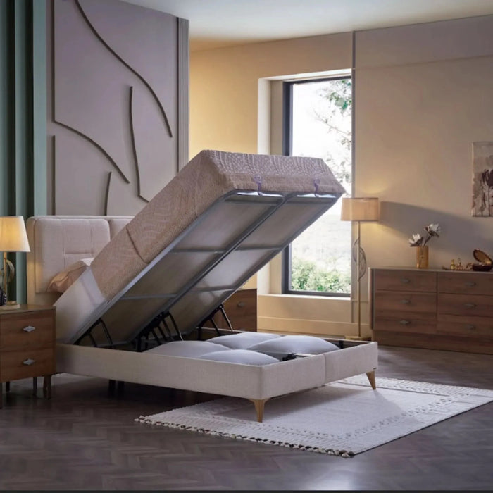 Mirante Cream/Walnut Storage Bedroom Set - Gate FurnitureBedroom Set