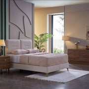 Mirante Cream/Walnut Storage Bedroom Set - Lara FurnitureBedroom Set