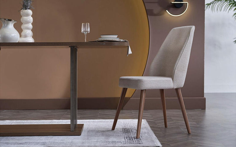 Mirante Walnut/Cream 7 - Piece Dining Room Set - Lara FurnitureDining Room Set