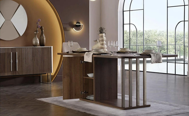 Mirante Walnut/Cream 7 - Piece Dining Room Set - Lara FurnitureDining Room Set
