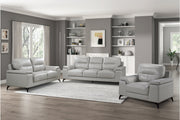 Mischa Silver Grain Top Grain Leather Living Room Set - Lara FurnitureLiving Room Set
