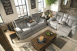 Mitchiner Fog Reclining Loveseat with Console - Gate FurnitureLoveseat